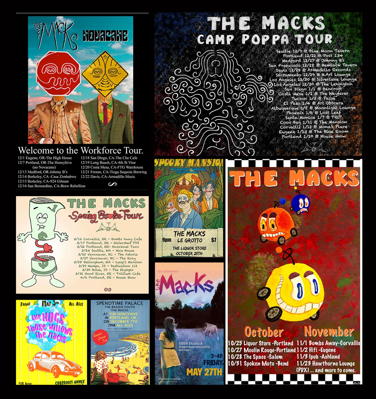 The Macks on tour poster collage