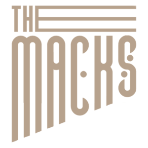 Blue painted logo for The Macks