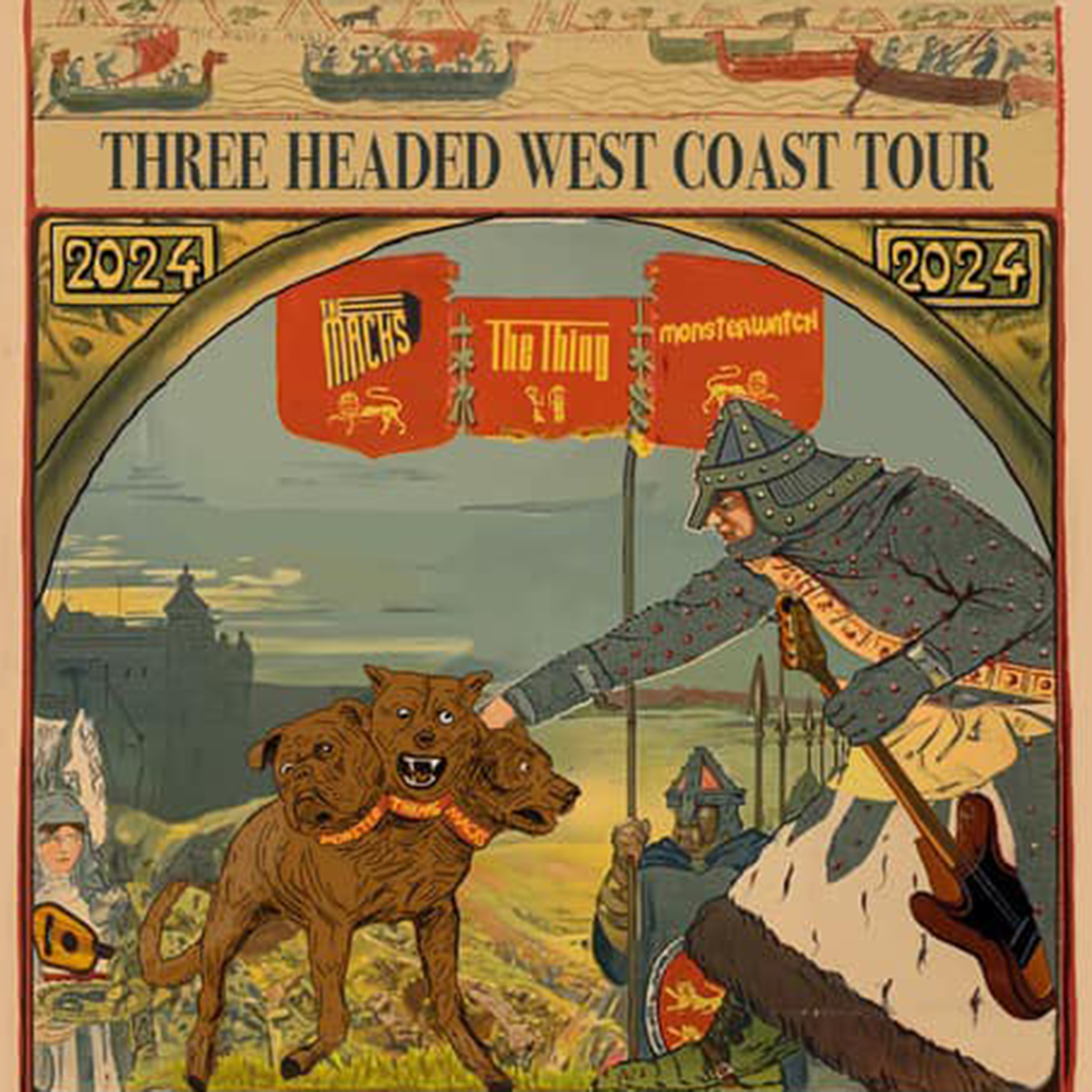 Tour poster for the Three Headed West Coast Tour with The Macks and The Thing