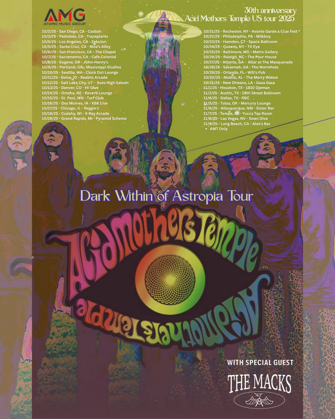 Tour poster for the March 2025 West Coast and Mid-West Tour with The Macks