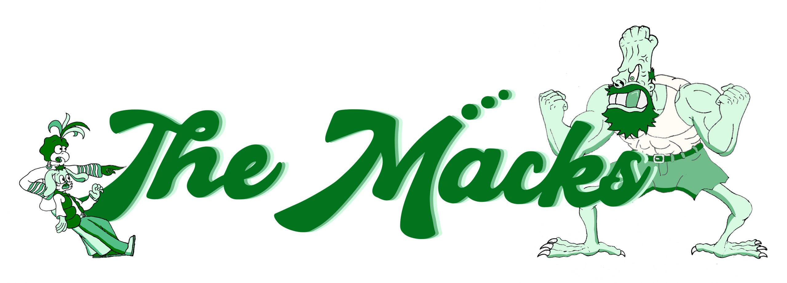 The Macks in green font with cartoon characters for 'Bonanza' electronic press kit